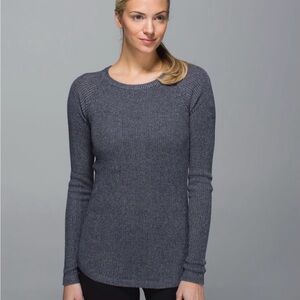 Lululemon Cabin Yogi Long Sleeve, Small Size 2-4, Inkwell / Heathered Grey Blue
